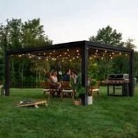 16x12 trenton modern steel pergola with sail shade soft canopy - Image 2